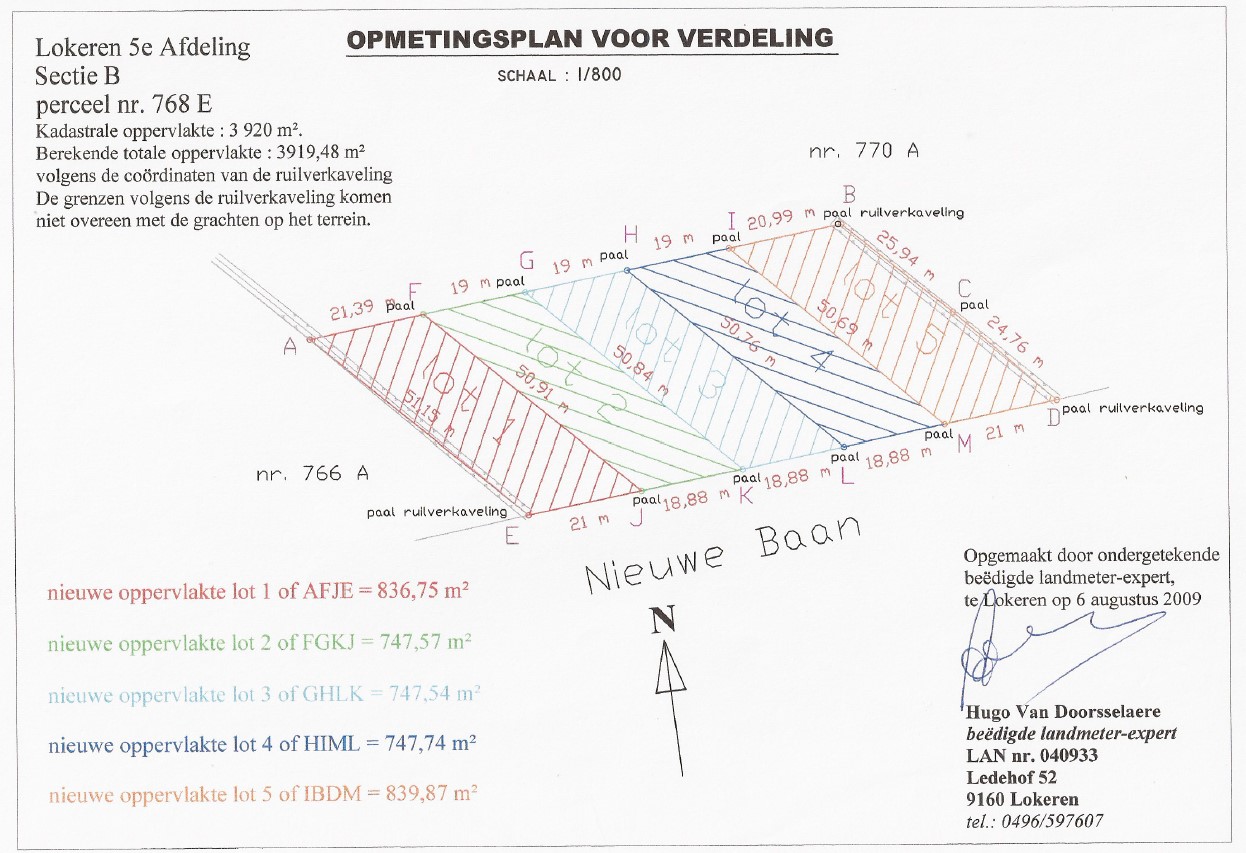 opmetingsplan gronden, 5 verschillende eigenaars